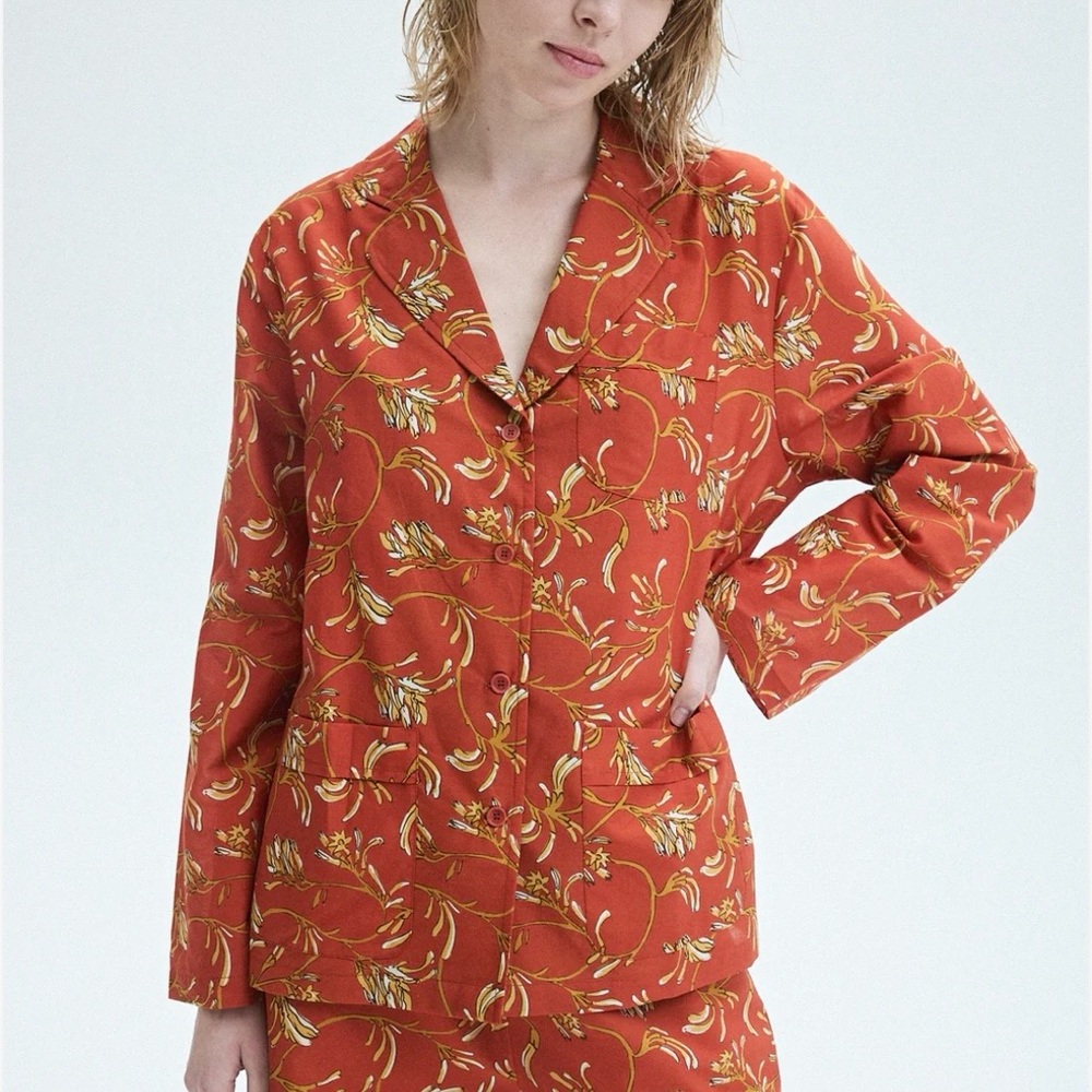 doze Kangaroo Paw Shirt Silk and Cotton Blend Oversized Size Medium